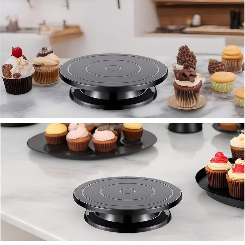 11 Inch Rotate Turntable Sculpting Wheel Revolving Cake Turntable Black Paint... gallery