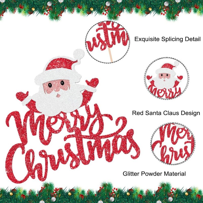 8Pcs Christmas Cake Toppers Red Santa Claus Merry Christmas Cupcake Toppers f... gallery
