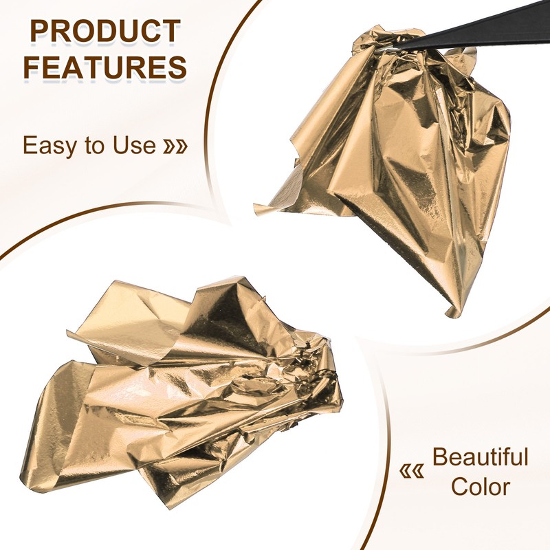 120pcs Leaf Sheets, 3.5" x 3.5" Metallic Foil Leaf Paper Vintage Gold gallery
