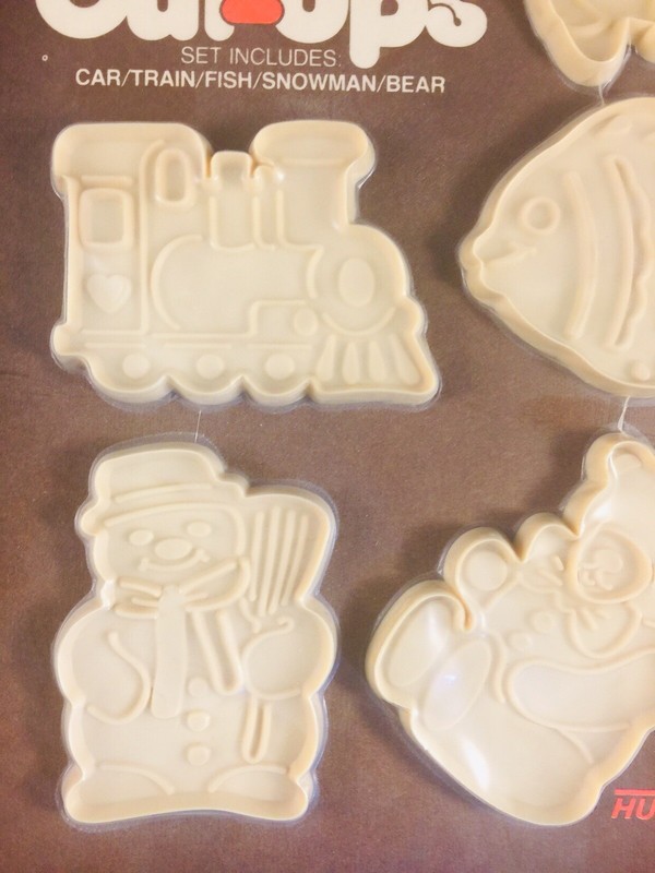 Hutzler Cookie Cut Ups 5 Cutters Sealed #63 Car Train Fish Snowman Bear 1981 gallery