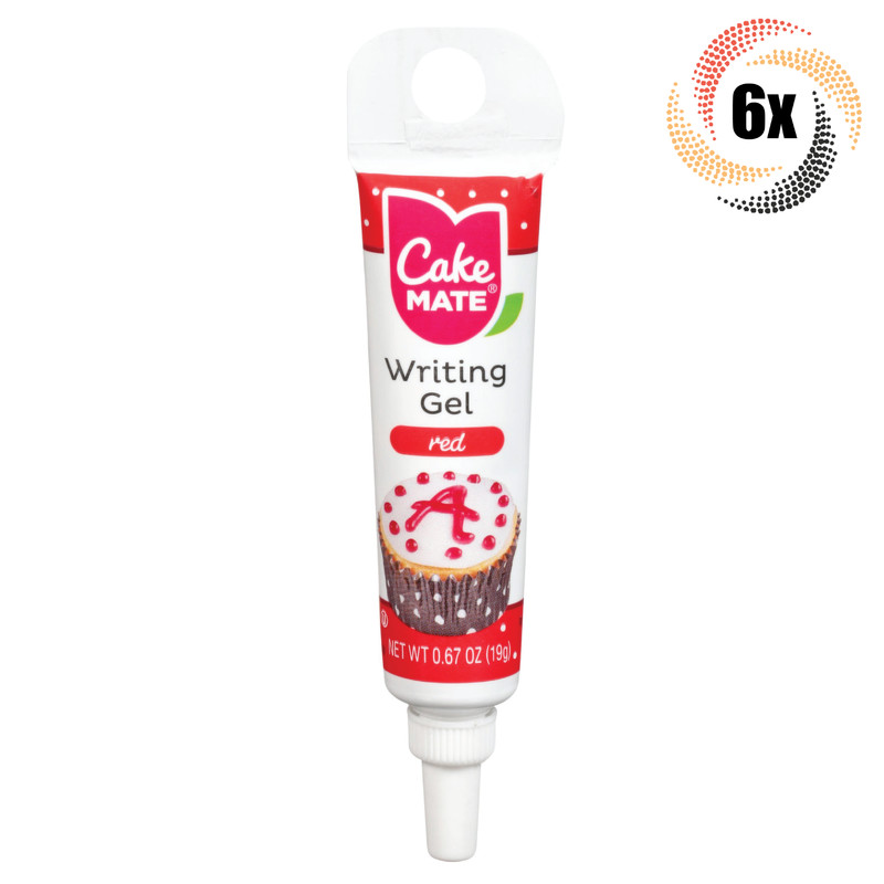 6x Tubes Cake Mate Decorating Writing Gel | Red | .67oz | Precision Tip