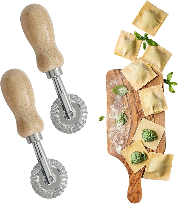 2Pcs Single Wheel Pastry Cutter, Short Handle | Pasta Cutting Tool, Exquisite Wo