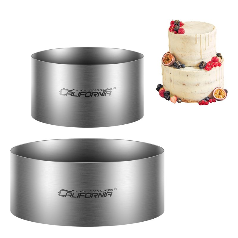 2Pcs Cake Mold-Cake Ring 6 inch & 8 Inch for Baking, Fixed Round Stainless St…