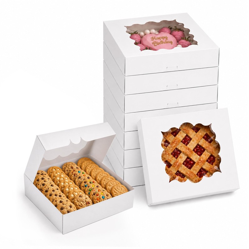 20 Pack Pie Boxes 10x10x3inch Bakery Boxes with Window Dessert Pastry Box for…