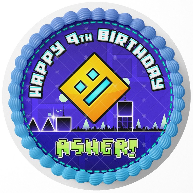 Geometry Dash Edible Cake Topper Party Decoration Edible Image