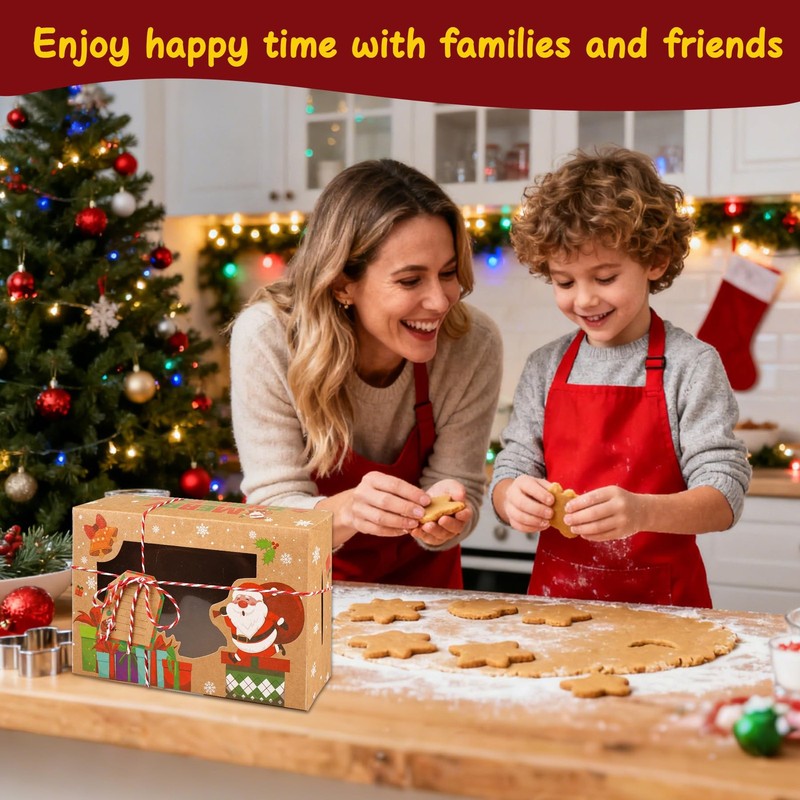 24PCS Christmas Cookie Boxes for Gift Giving, 8.75" x 5.9" x 2.75” Christmas ... gallery