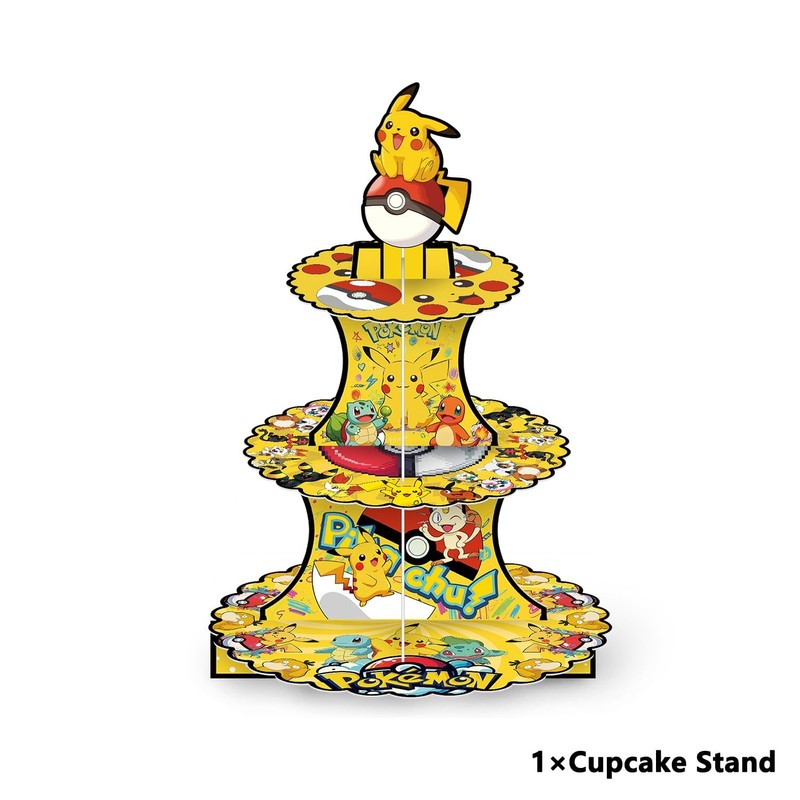 For Pokemon Themed Party Supplies and Decorations, a Three-Tiered Cupcake Sta... gallery