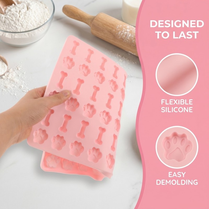 Mini Silicone Molds, Non-Stick Biscuit Pan, Flexible & Reusable Ice Cube Tray, gallery