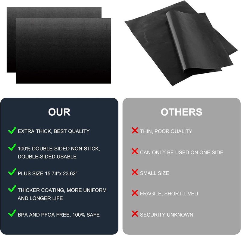 Meegoo Oven Liners for Bottom of Oven, 2 Pack Large Thick Heavy 2 Pack, Black gallery