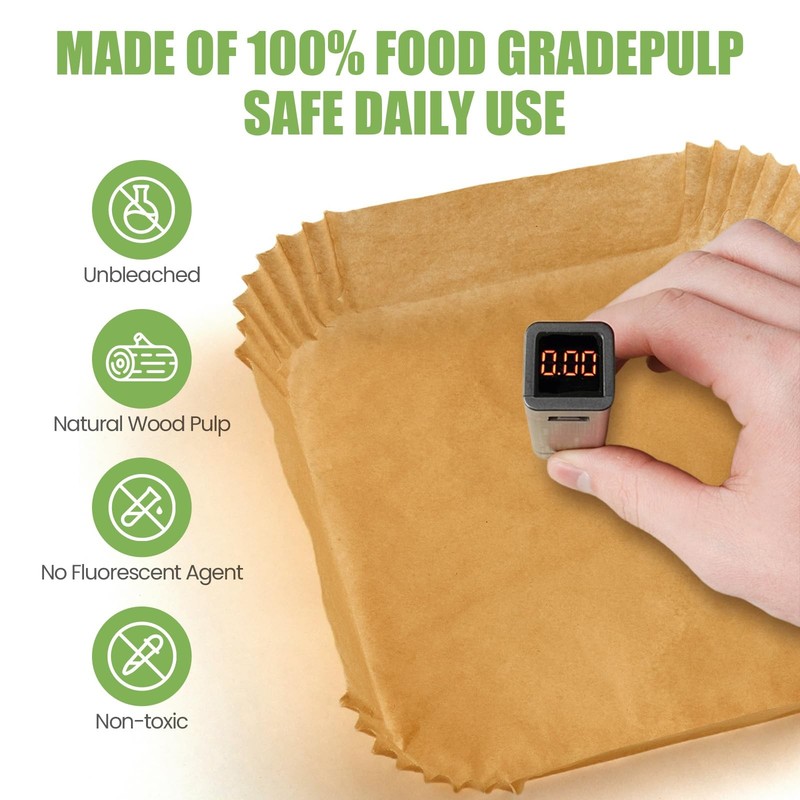 Air Fryer Paper Liners 125Pcs 8-inch Non stick and 8"Square, natural color gallery