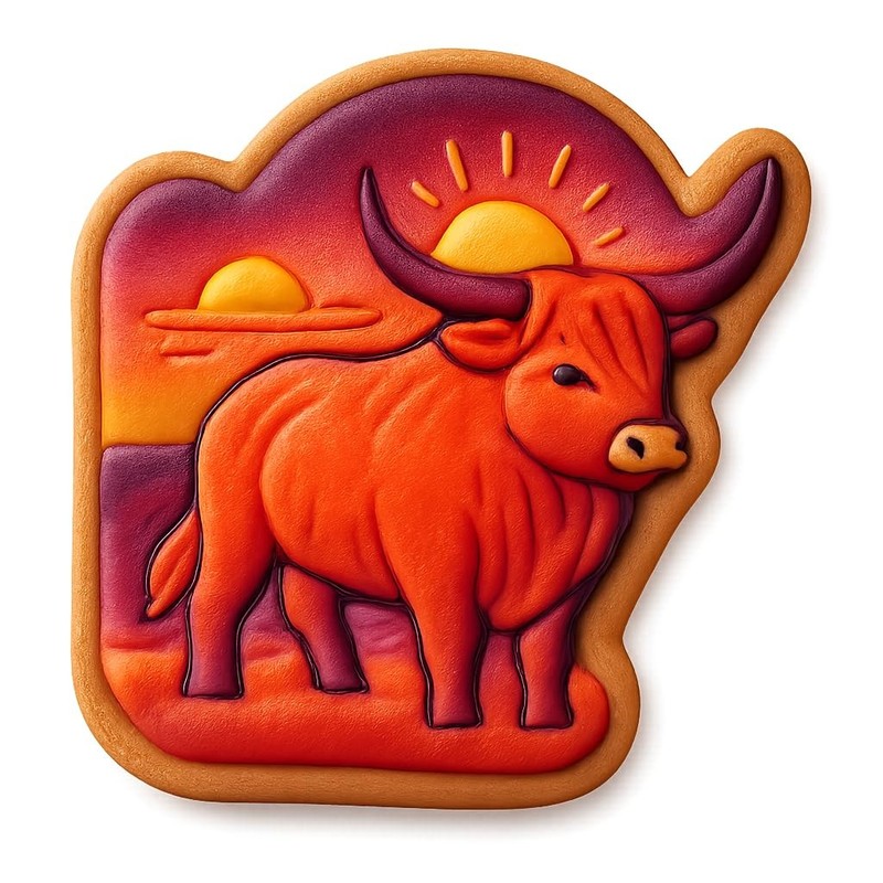 Sunset Highland Cow Cookie Cutter – 4×3.2″ Premium Kitchen Tool