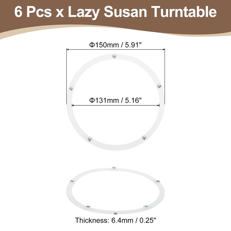 6Pcs 6 Inch Rotating Swivel Stand with Steel Ball Bearings, White, 5 Balls gallery