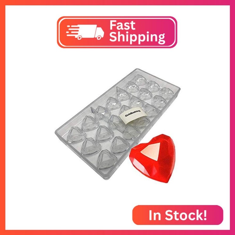 Goldbaking Diamond Heart Chocolate Mold Poly-carbonate Chocolate Mould Candy Tra