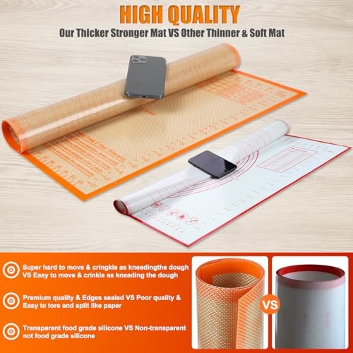Silicone Pastry Mat 36x24 Inch - Nonstick Baking Mat Perfect 24"L x 36"W Orange gallery