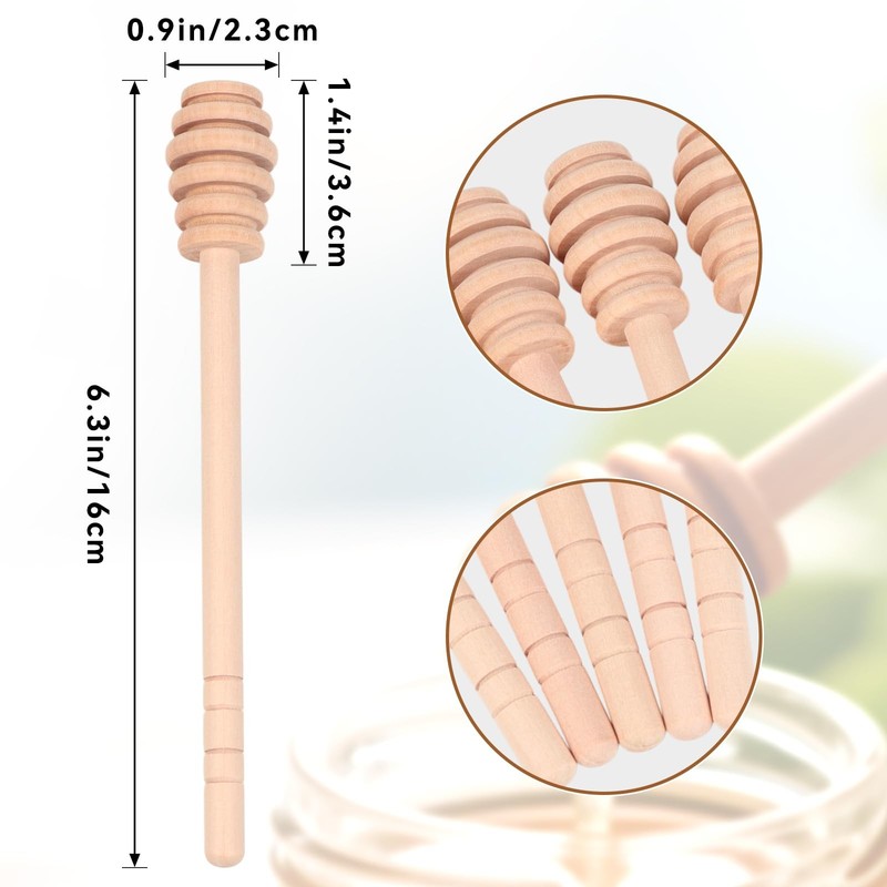 6 Pack 6 Inch Wooden Honey Spoon Mixing Stirrer Honey Dipper Sticks Party Favors gallery