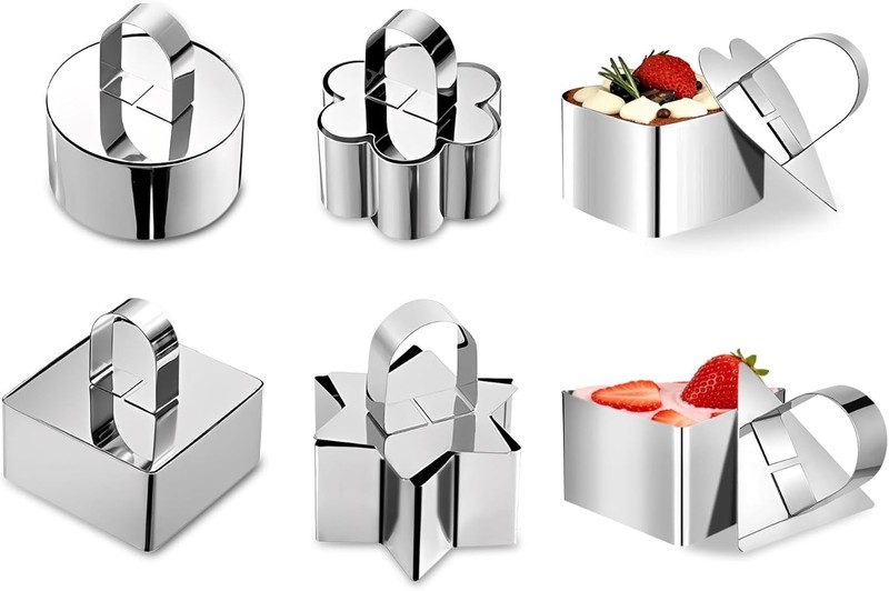 Cake Rings Cooking Rings Dessert Mousse Mold Stainless Steel with Pusher for