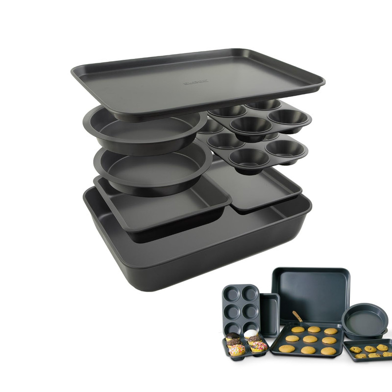 Elbee Home 8-Piece Nonstick Aluminized Steel Space Saving Baking Set Deep