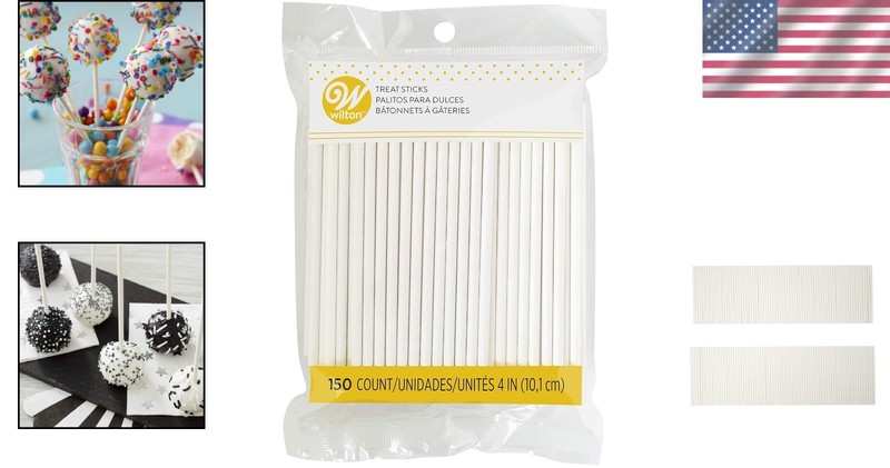 150 Count 4-Inch White Treat Sticks for Cake Pops & Lollipops - Baking Essent... gallery