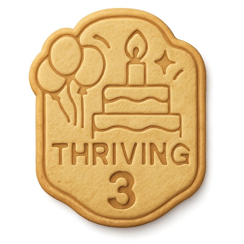 Thriving 3 with Flourish Cookie Cutter & Stamp, Fondant & Clay - 3.2x4"