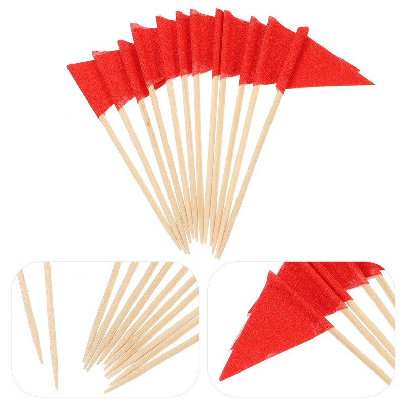 120 Pcs Blank Flag Toothpicks Red Cupcake Toppers Buffet Food Markers gallery