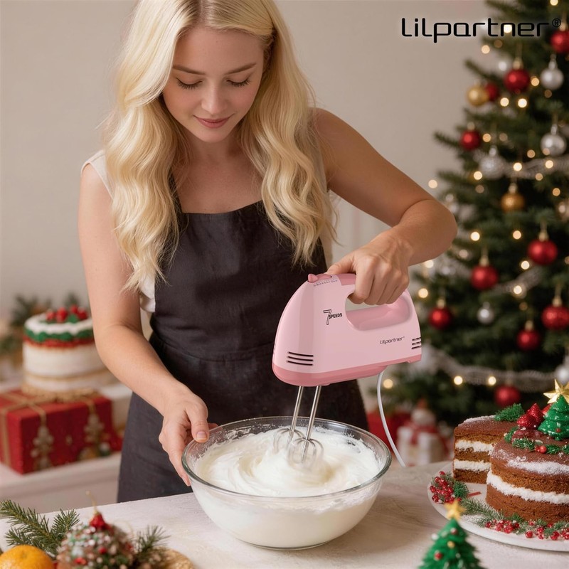 Hand Mixer , Small Food Mixer 7 Speeds Handheld Blender, 304 *(2* Beater, 2*D... gallery