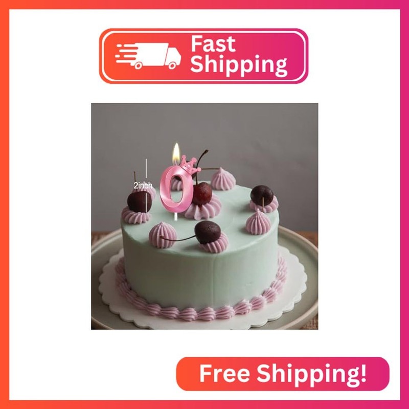Pink Number 0 Birthday Candle丨Birthday Party Pink Theme Decorations for Girls丨3D gallery
