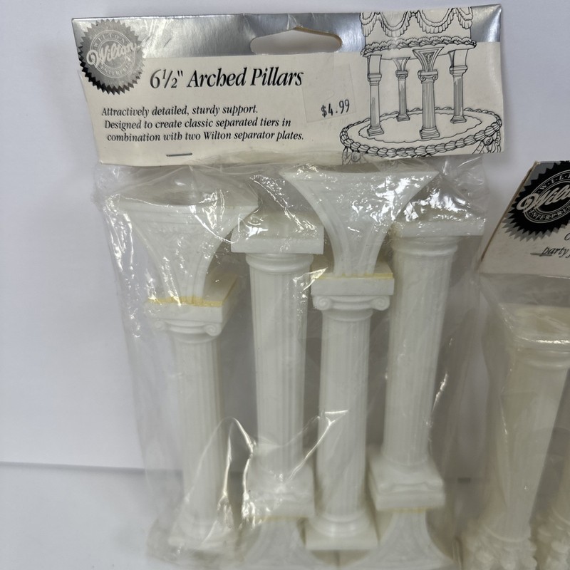 Lot Vintage Wilton Wedding Cake Pillars Columns Arched Crystal Grecian NOS gallery