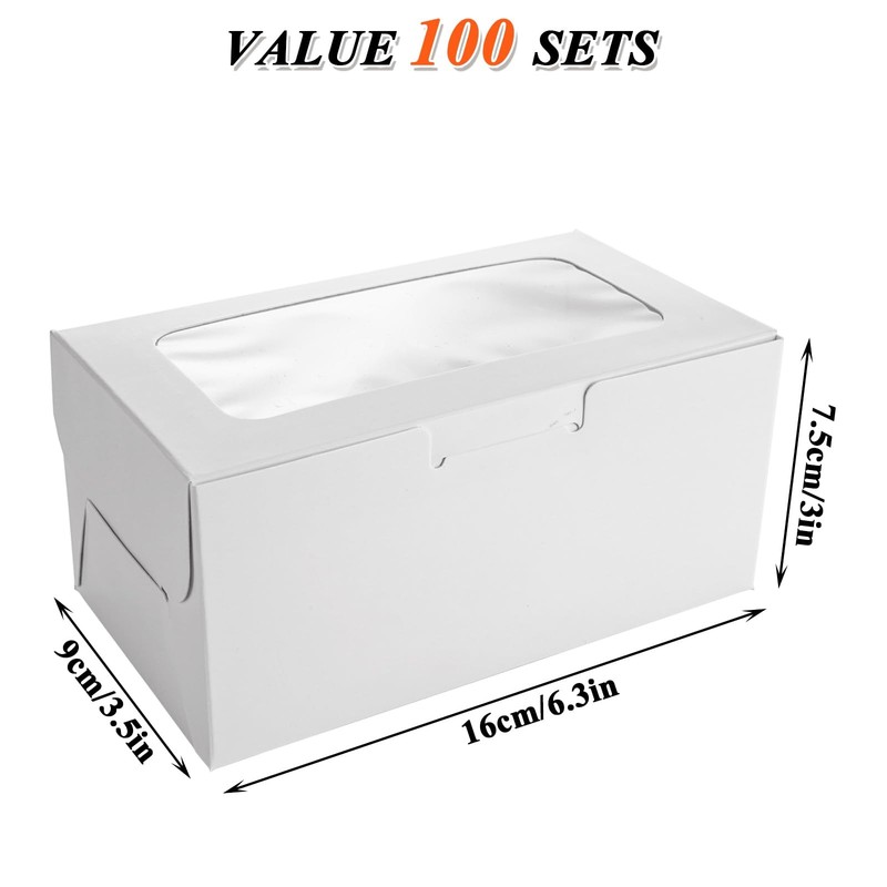 100 Set White Cupcake Boxes 2 Cupcake Holder with Lid To Go Cupcake Container... gallery