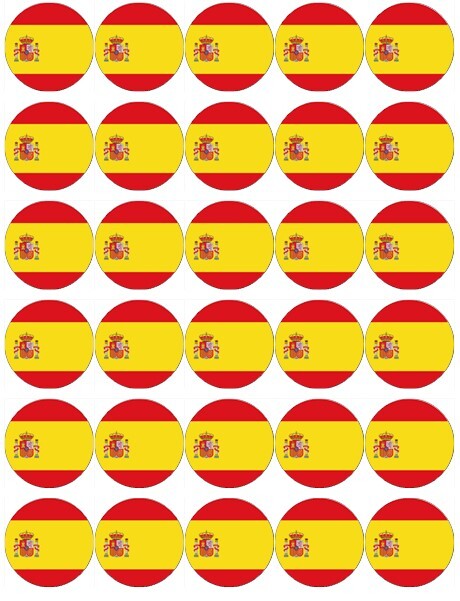 30x Spain Spanish Flag Cupcake Toppers Edible Wafer Paper Fairy Cake Toppers