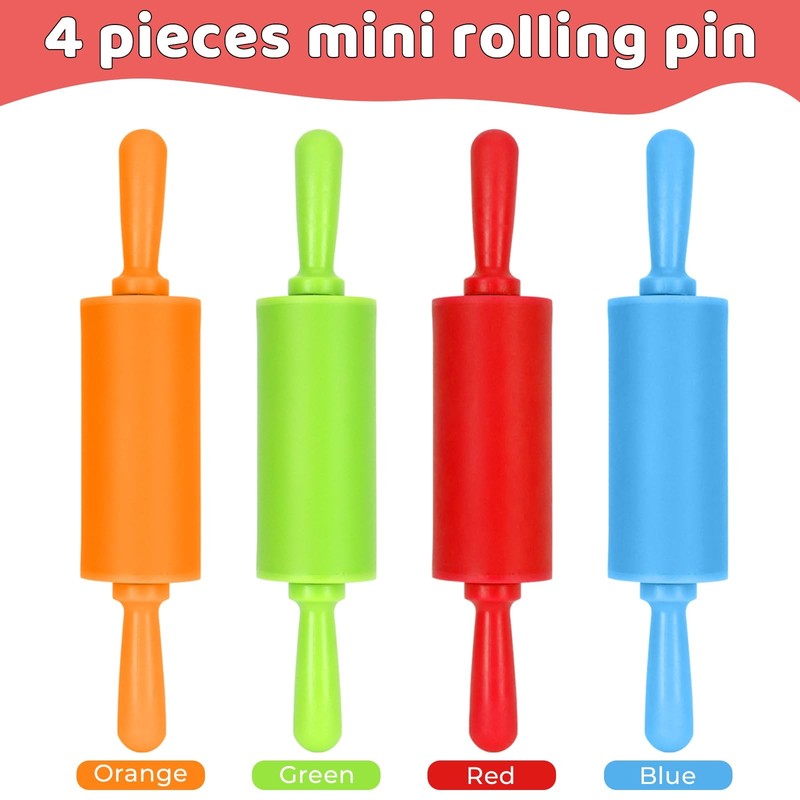 Mini Rolling Pin for Kids Cake Baking 9 Inch Plastic Handle Non-Stick Silicone gallery