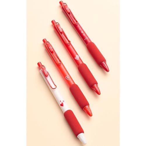 MOZXIRZ 4 Pcs Gel Ink Pens Red Ink Retractable Pens Cute Love 4Pcs Red Ink gallery