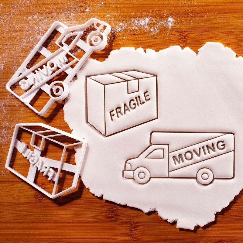 Moving Truck & Fragile Box Cookie Cutters Set – housewarming new home homeowner