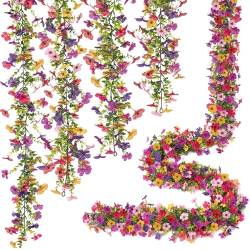 Artificial Flowers Garland Ivy, 4 Pack 5.9 FT Spring Summer A-mixed Color