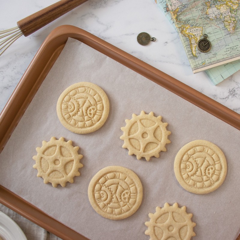 Set: Steampunk Gear, Clock, and Hat Cookie Cutters - cogwheel cyberpunk vintage gallery