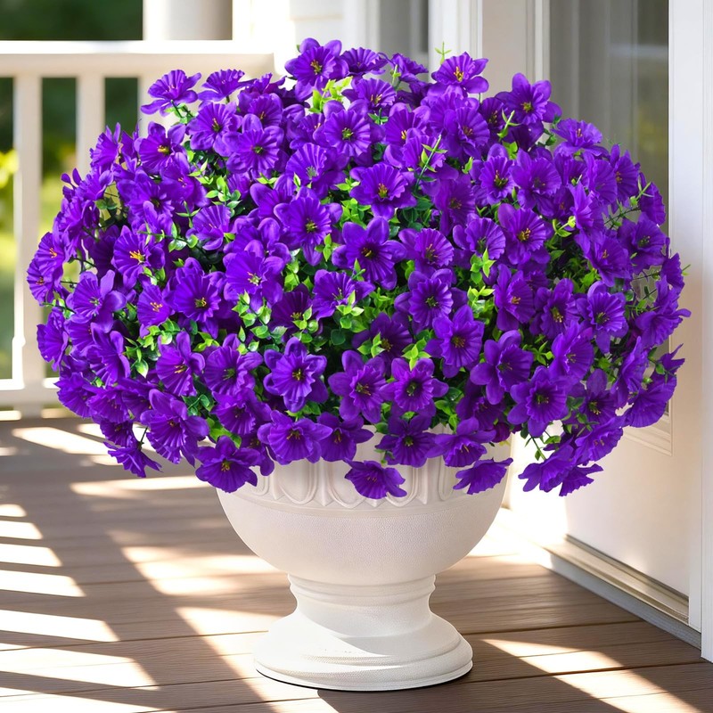 Martine Mall Artificial Flowers For Outdoors 24 Bundles Realistic Fake Outdoor