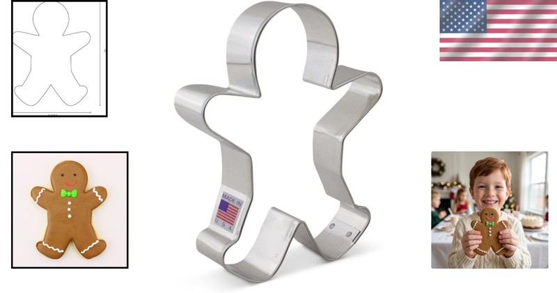 Classic 5-1/4" Gingerbread Man Cookie Cutter – Family-Owned, Holiday Essential gallery