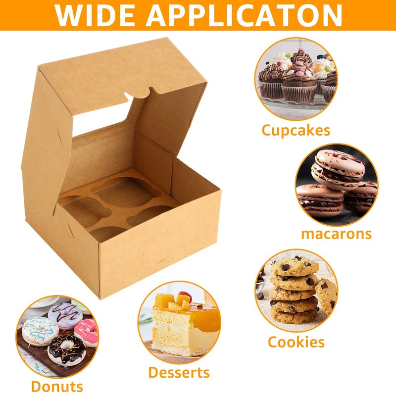 ABuff 40 Pack Autopop up Cupcake Boxes Hold 4 Standard Cupcakes, 6 x 6 in Bro... gallery