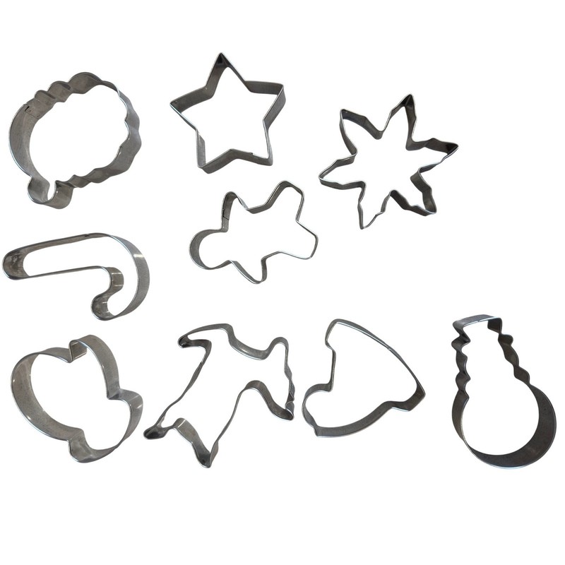 14 Piece Christmas Cookie Cutter Set Stainless Steel Holiday Baking Molds Silver gallery