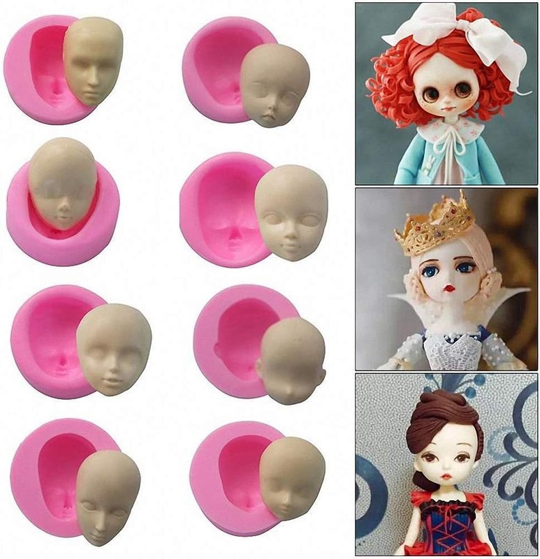 8Pcs/Set 3D Baby Face Soft Clay Mold Tools Doll Faces Silicone Mold Fondant Cake gallery