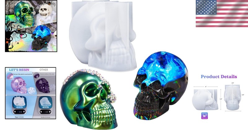 Large 3D Skull Mold for Candle Making - Ideal for Halloween & Themed Parties gallery