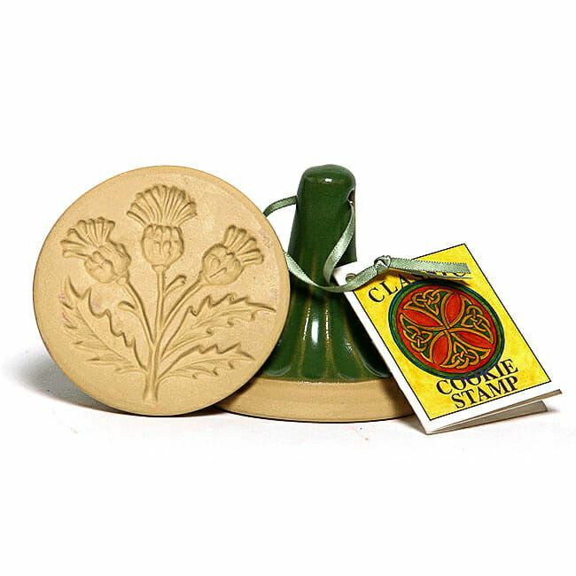 Celtic Thistle Cookie Stamp Mold Handmade Stoneware Pottery Biscuit Stamp