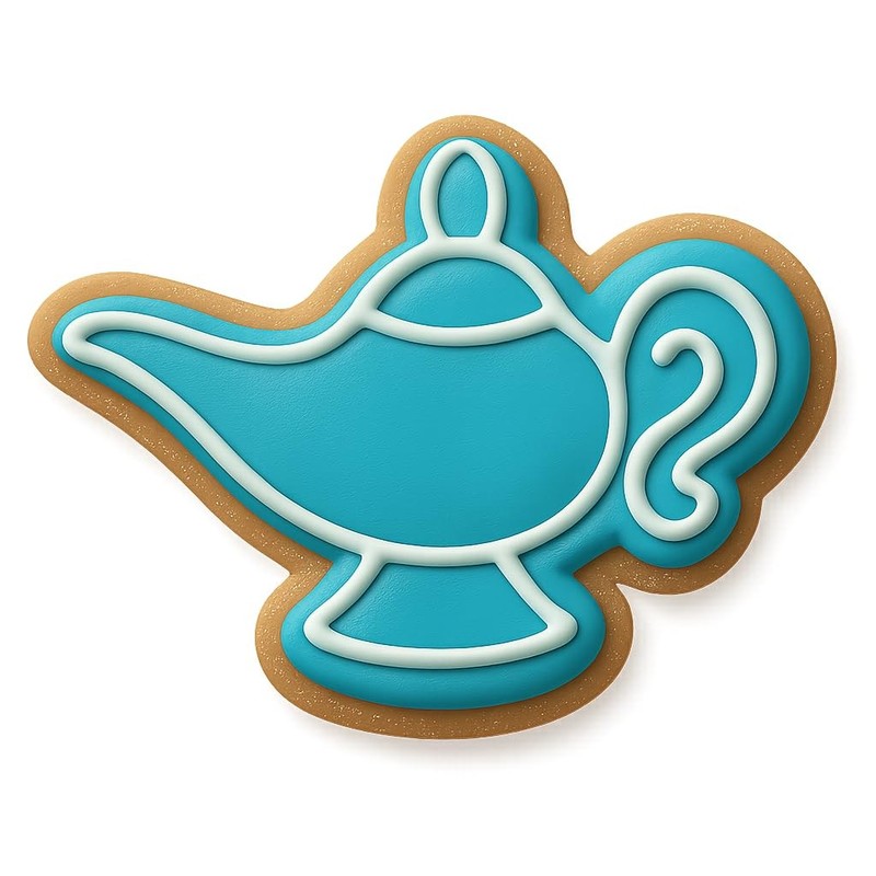 Curved Handle Chibi Genie Lamp Cookie Cutter & Stamp, Fondant & Clay - 4x3 gallery