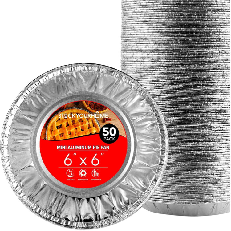 Aluminum Foil Pie Pans 6 Inch 50 Count Disposable Baking Tins
