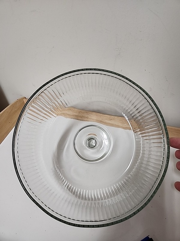 Vintage Dome Covered Pedestal Cake Plate Heavy Ribbed Glass gallery