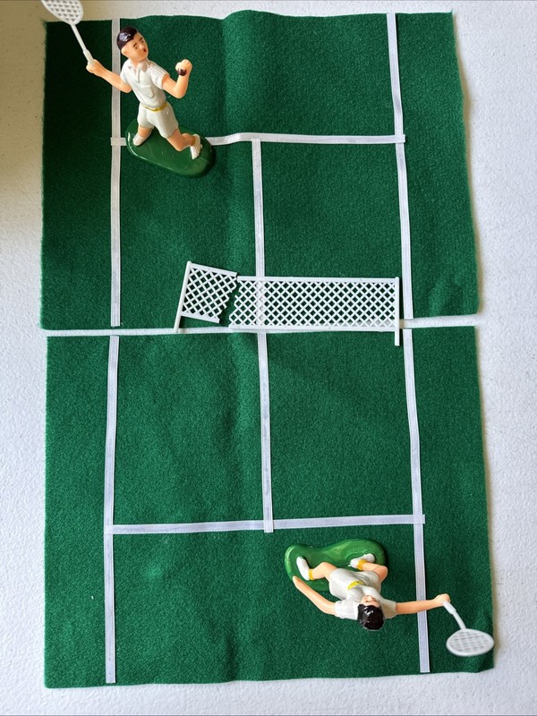 Vintage Tennis Player Cake Toppers male & female plastic felt court net gallery