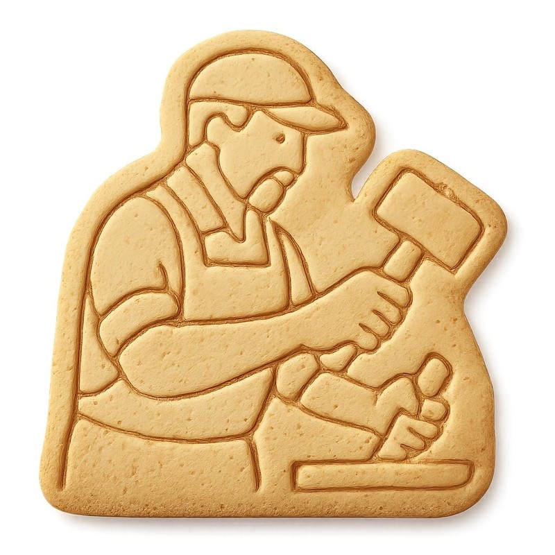 Carpenter with Mallet Cookie Cutter & Stamp, Fondant & Clay Cutter - 3.8x4"