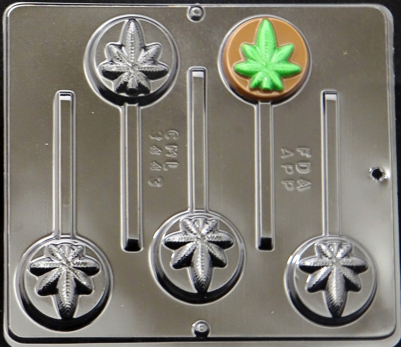 2″ Diameter Marijuana Leaf Pot Leaf Lollipop Choc.candy Mold Canibus 3443 NEW