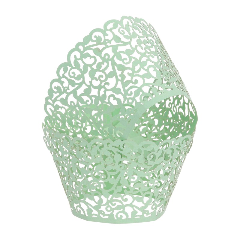 50Pcs Lace Cupcake Liners Vine Designed Laser Cut Cupcake Wraps Grass Green