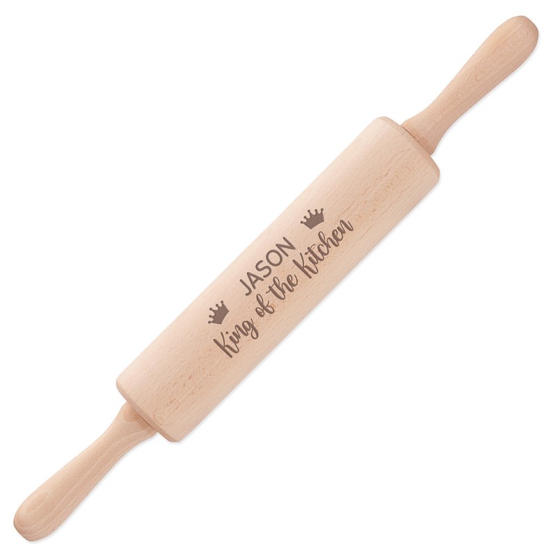 Personalised Rolling Pin King Of The Kitchen Revolving Wooden Name Baking