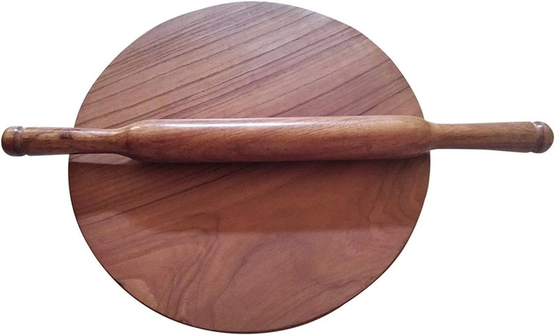 Wooden Chakla Belan Rolling Pin for Rotis/Chapati/Naan Bread (Chakla, Round B...
